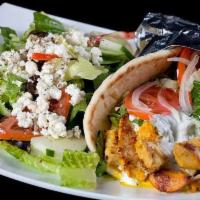 Chicken Shawarma Pita Wrap · Halal. Contains the following: gluten, milk. Cut in pieces stacked in a cone-like shape, and...