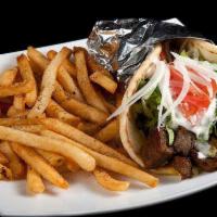 Quarantine Buster Platter · Our famous quarantine buster platter is served with Greek seasoned potato fries topped with ...