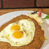 A Caballo · Topped with 2 fried eggs.