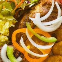 Chicken · Served with small side of salad rice and beans or white rice and pureed beans fried or boile...