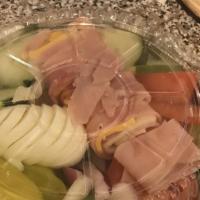 Fletcher'S Chef Salad · Boiled eggs, and deli roll (provolone and american cheese with salami and ham) over fresh ha...