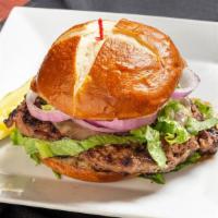 Big Boy Hamburger · Flamed-grilled eight ounces angus steak burger, served with fresh lettuce, tomatoes, red oni...