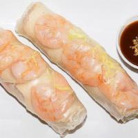 Spring Roll With Shrimp · This fresh spring roll wrapped with shrimps, cold crisp lettuce, cucumber, carrot and vermic...