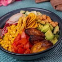 Cortadito Chop Chop Salad · Blend of red, Green Lettuce & Romaine, chick peas, sweet plantains, tomato, avocado, radish,...