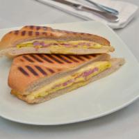 Pan Con Tortilla · Omelette Sandwich
Choice of Ham or Bacon
Swiss Cheese, Onions