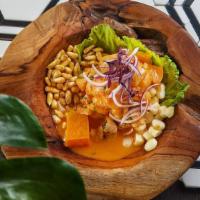 Ceviche Rojo · Roasted bell peppers and rocoto . choclo , cancha and sweet potato  Add mix shrimp , octopus...