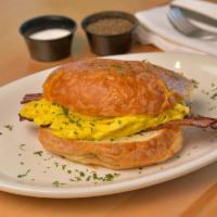 Croissant Sandwich · Two eggs made to order with your choice of cheese and one meat or one vegetable.