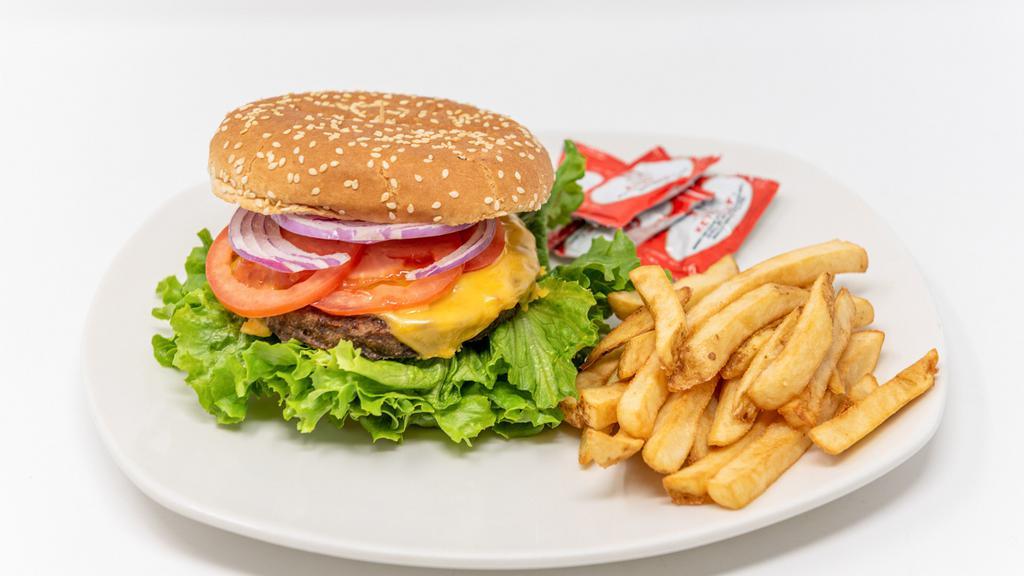 Double Burgers · Cheese, lettuce, tomato, onion & french fries