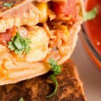 Chicken Burrito  · Made with lettuce, rice, beans, pico de gallo, sour cream, guacamole and cheese wrapped in a...