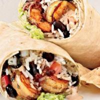 Shrimp Burrito  · Made with lettuce, rice, beans, pico de gallo, sour cream, guacamole and cheese wrapped in a...