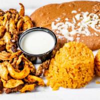 Fundido Grill · Grilled steak or grilled chicken served with tortillas, rice and beans. Topped with cheese s...