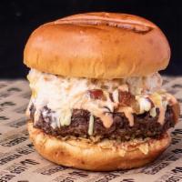 Bbq Burger · NEW!!! BBQ BURGER
8oz served with mozzarella cheese , coleslaw and pink sauce