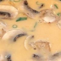 Coconut Soup · spicy and sour soup with mushroom and scallion.