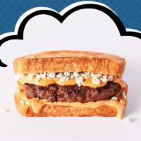 Black And Blue Melt · Hamburger patty, cajun seasoning, blue cheese crumbles and sriracha ranch dressing on wheat ...