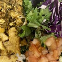 Cumin Chicken Bowl · Most popular. Organic chicken breast, mixed green, tomatoes, cucumber, red cabbage, cucumber...