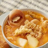 Mondongo (Lg) · Beef tripe soup with root vegetables