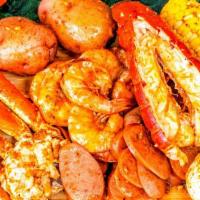 S4. · 1 pc lobster tail, 1/2 lb shrimp (no head), 1/2 lb sausages, 1 cluster snow crab, one corn, ...