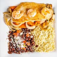 One Night Fish Platter · Grilled fish and shrimp made with grilled vegetables (onions, zucchini, mushroom and tomatoe...