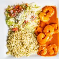 Diablo Shrimp · A generous portion of shrimp perfectly cooked in special red sauce and served with cilantro ...