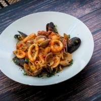 Creta Seafood · Shrimp, mussels, clams, calamari, octopus served w/ linguini (or rice) and a light tomato sa...