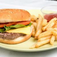 Angus Cheese Burger · Lettuce, onion, tomatoes, mayo, mustard.