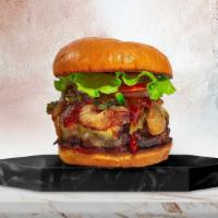 Backyard Bbq Burger · Plant-based beyond patty grilled and topped with melted vegan mozzarella, barbecue sauce, on...