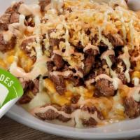 Meats Kernel Corn (2) · Served with mozzarella cheese, special sauce, smashed potato chips and sauces (pink and spec...