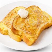 Kid French Toast · Two slices with warm maple syrup.