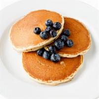 Kids Blueberry Pancakes · Three pancakes served with fresh blueberry compote.