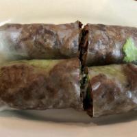 Bo Nuong Cuon / Grilled Beef Rolls · Grilled beef, noodles, lettuce and mints rolled in rice paper, served with peanut sauce.