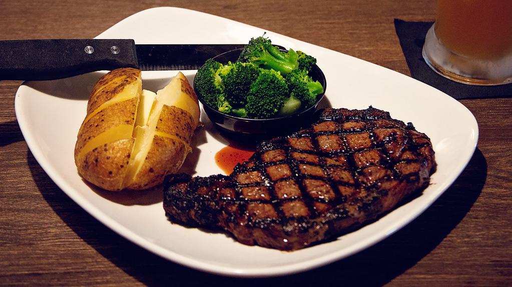 1St Place Ribeye · Captain’s hand-cut ribeye well marbled & deliciously juicy; seasoned & grilled to your liking & served with your choice of 2 sides. Captain suggests medium rare! 16 oz cut .