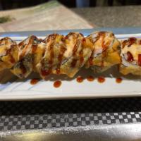 Dynamite Roll · Salmon, asparagus and krabmeat deep fried with special sauce.