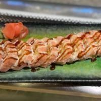 Lobster King Roll · Lobster tempura, cream cheese, avocado, lobster salad, roll in soy seaweed with special Sauce.