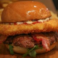 Cheez It!! · One-Third Pound Local “CHB” Patty, Fried Thick Sliced Mozzarella Cheese, Baby Arugula, Bacon...
