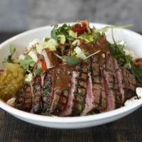 Grilled Steak Salad · Baby Arugula & Romaine Hearts Mix Salad w/ Dry Rubbed Grilled Eye Round Steak, Toasted Nut a...