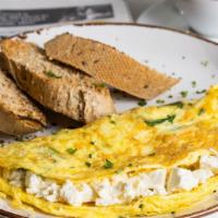Greek Omelette · Spinach and feta cheese.