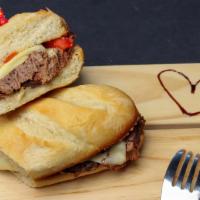 Steak Sandwich With Swiss Cheese · Roasted beef, red pepper and swiss cheese oven.
