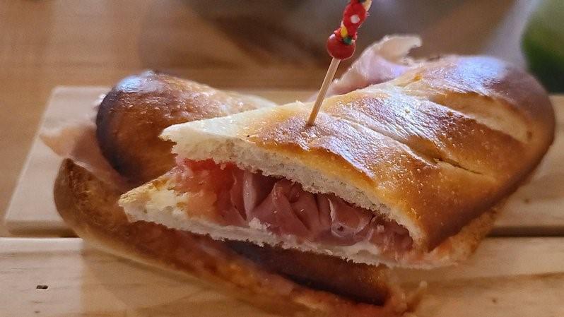 Spanish Sandwich · Bread baguette with serrano ham and manchego cheese.