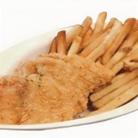 Fish And Chips · 2 big pieces of Swai fish fillet + curly fries