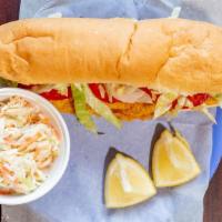 Fish · 5-7 oz hand breaded fried basa on white hoagie bread served with tartar sauce.