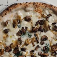 Spacca Napoli (Vegetarian) · Fresh mozzarella, taleggio cheese, mushrooms, caramelized onions, pecorino romano, basil, tr...