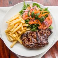 Ny Strip Steak (8 Oz.) (Bife De Chorizo) · With mixed greens and one side.