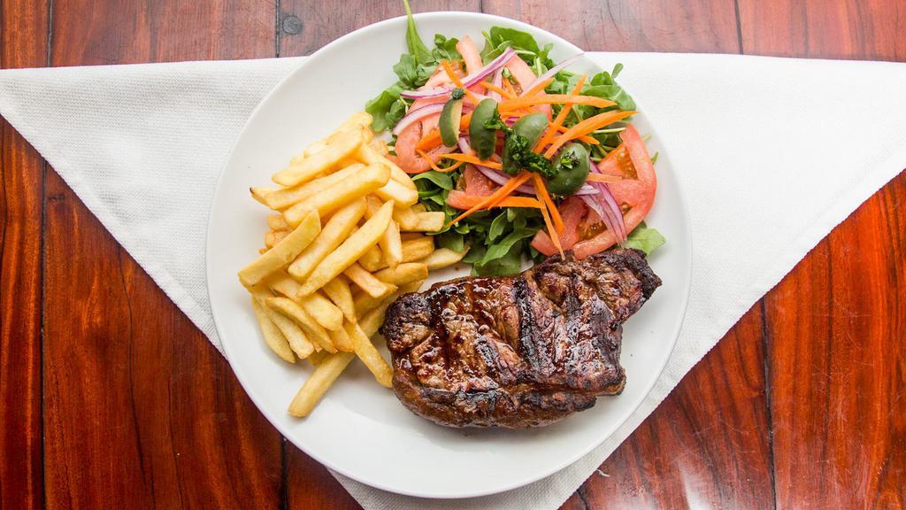 Ny Strip Steak (8 Oz.) (Bife De Chorizo) · With mixed greens and one side.