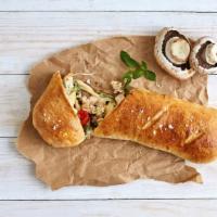Stromboli With Meatballs And Garlic · Large 16 inch Italian turnover made with Pizza Dough. Filled with mozzarella cheese, meatbal...