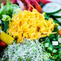 Big Green * · A Fresh Garden Salad with Cheddar Cheese, Roma Tomatoes, Bell Peppers, Carrots, Celery, Alfa...