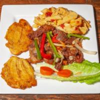 Tassot Turkey / Fried Turkey · Served with Bannann Frit (Fried Plantains) and choice of 2 sides