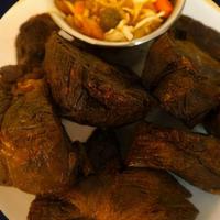 Tassot Cabrit / Fried Goat · Served with 2 Bannann Frit (Fried Plantains) and choice of 2 sides