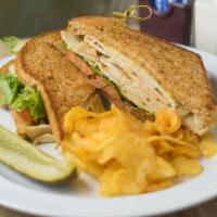 Herb Roasted Turkey · Herb turkey with apricot mayo, avocado, tomato, and mixed greens drizzled with balsmaic vina...