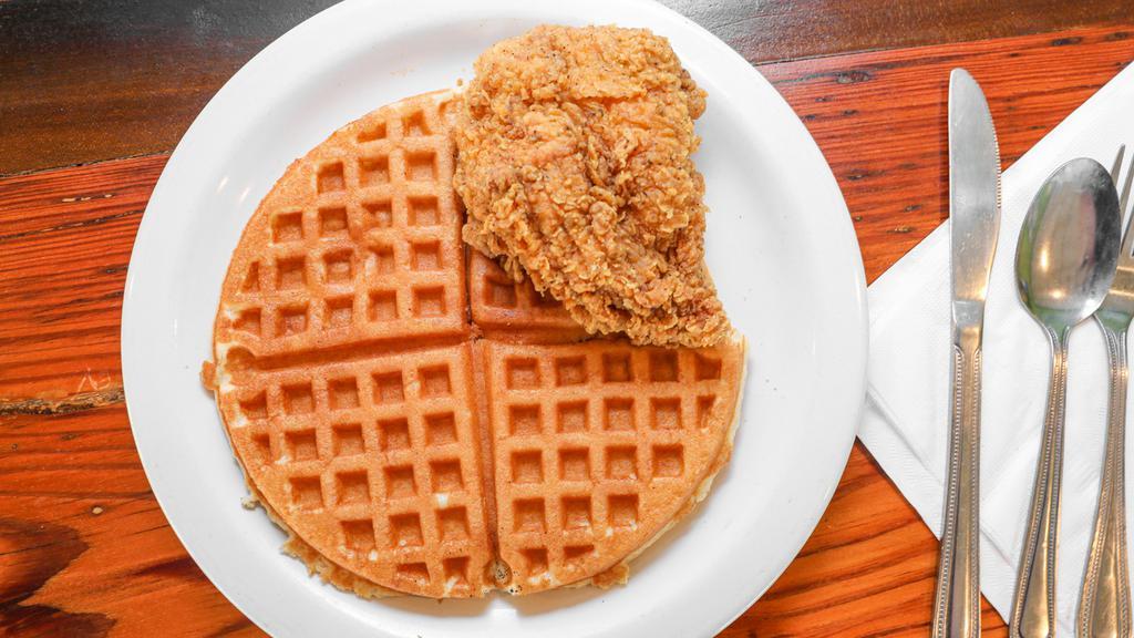 Chicken And Waffle · Fried chicken breakfast over a buttermilk waffle.