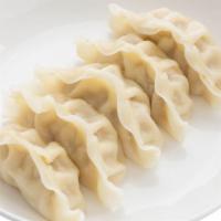 Gyoza Dumplings Steamed · Pork & Veggie filled, 6 count, steamed, comes with side of dipping sauce